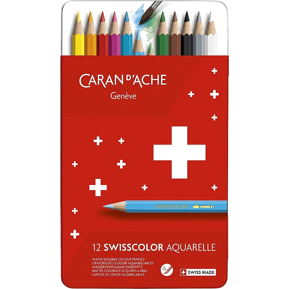 Caran D'Ache Swisscolor Aquarelle Water Soluble Pencil 12 Pack